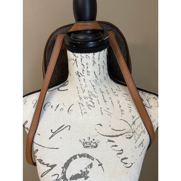 Michael Kors Erin Ladies Brown Signature Faux Leather Backpack Bag - Picture 2 of 10